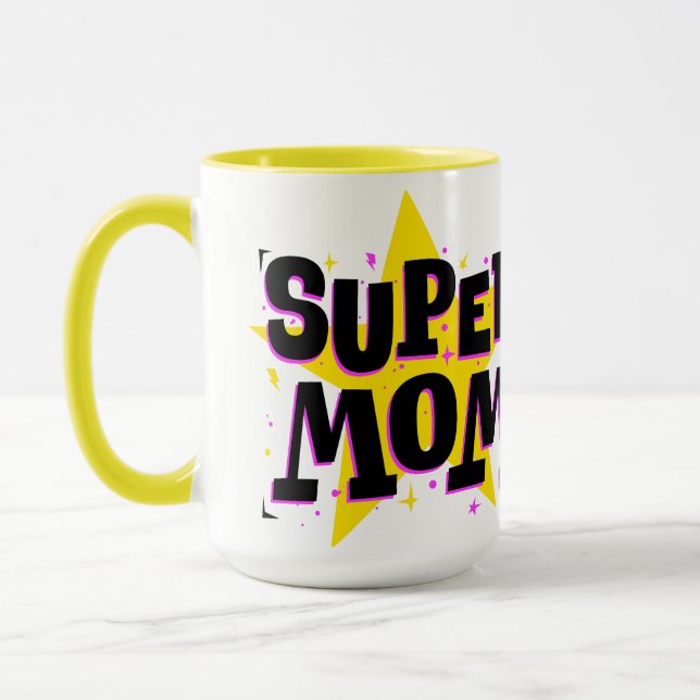 Tasse super maman comic pop art (Gauche)