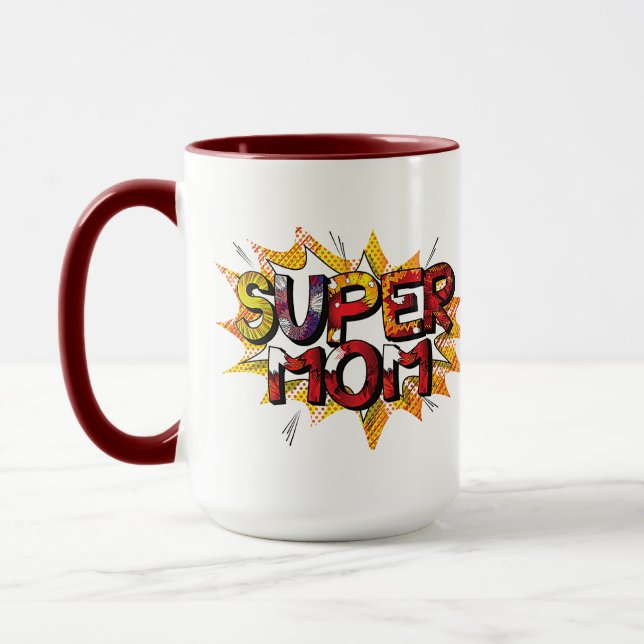 Tasse Super Maman de Style Bande Dessinée2 (Gauche)