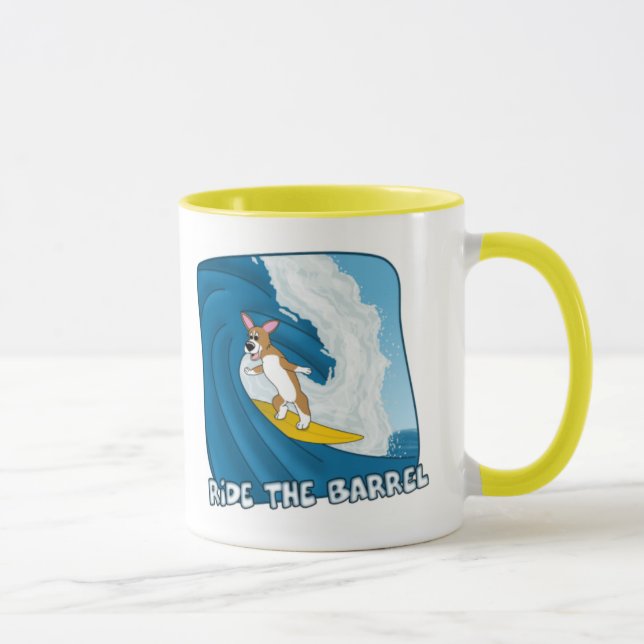 Tasse surfante de corgi de bande dessinée (Droite)