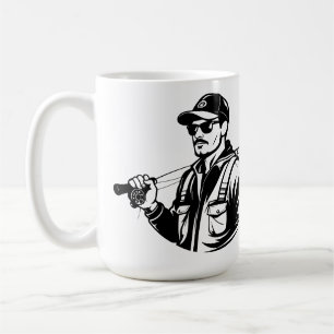 Tasse SVG pêcheur de bass personnalisé et canne