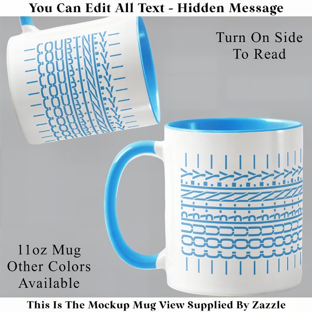 Tasse tendance avec message caché et nom en bleu 1 (Créateur téléchargé)
