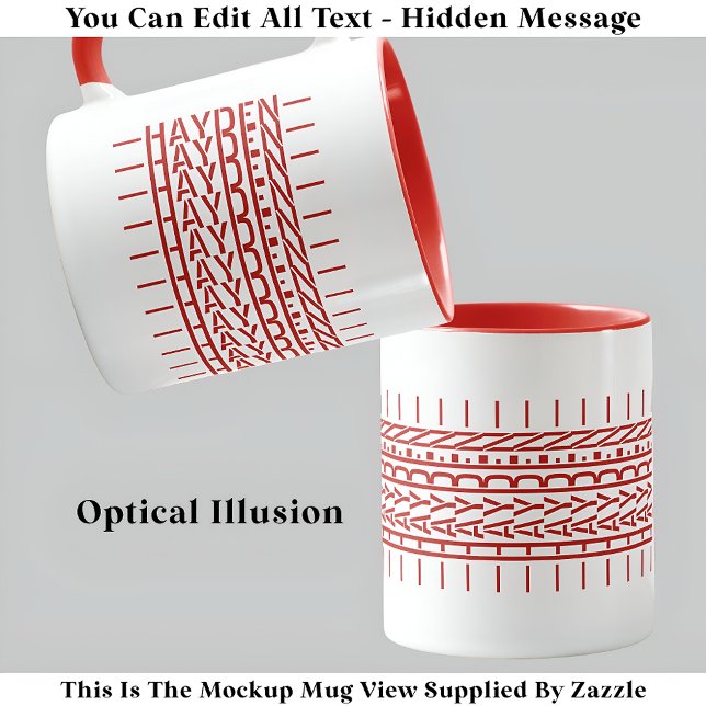 Tasse tendance avec message caché et nom en rouge  (Créateur téléchargé)