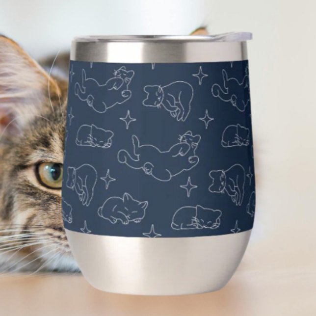 Tasse thermique à vin Chat endormi – Chat qui fait (Créateur téléchargé)