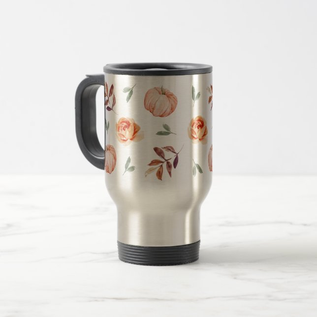 Tasse Thermique Café Citrouille Orange d'Automne (Devant gauche)