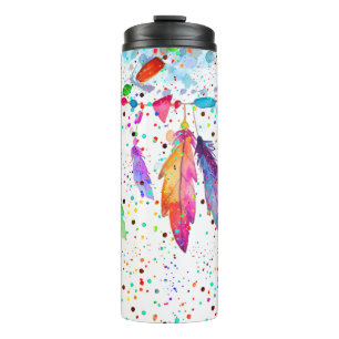 Tasse thermos à plumes boho