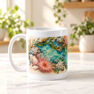 Tasse Tidepool Watercolour Coquillages et Corail