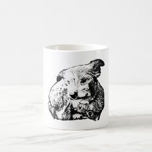 Tasse Toller Mix Chien Allongé Noir Et Blanc