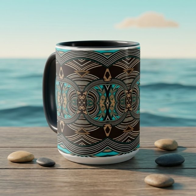 Tasse tribale abstraite des marées océaniques (Créateur téléchargé)
