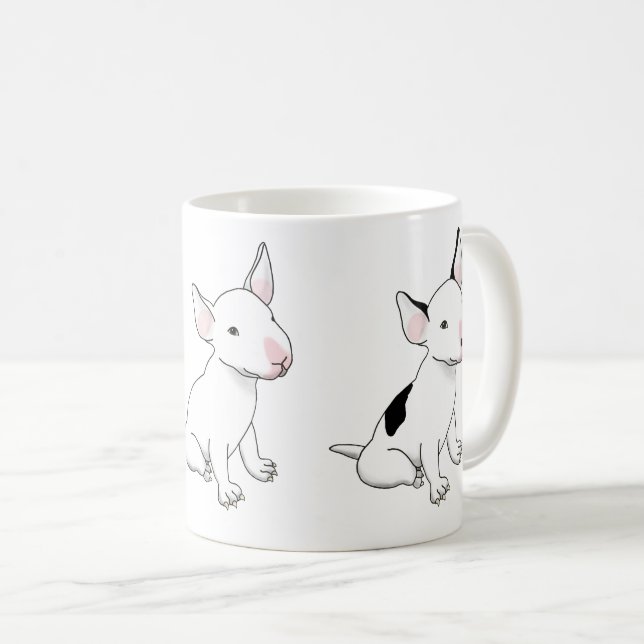 Tasse - trio de chiots bull terrier blancs (Devant droit)