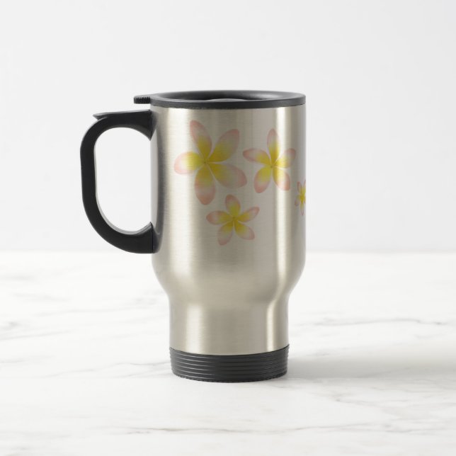 Tasse tropicale de voyage de Plumeria d'aquarelle (Gauche)