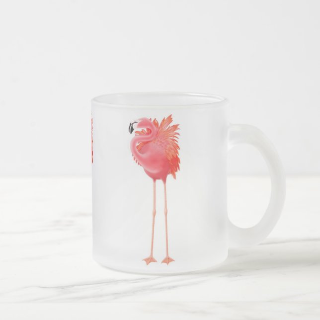 Tasse tropicale en verre givré de Flamant rose (Droit)