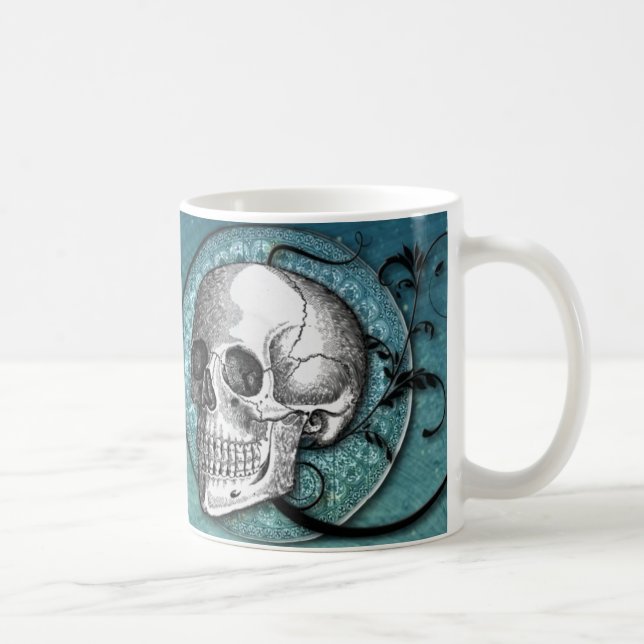 Tasse turquoise de crâne et de café de remous (Droite)