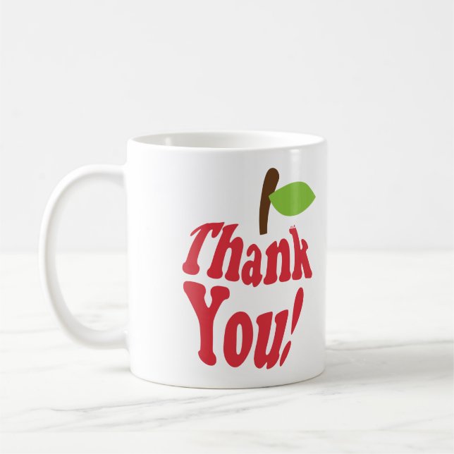 Tasse Typography Enseignants Pomme Rouge Merci (Gauche)