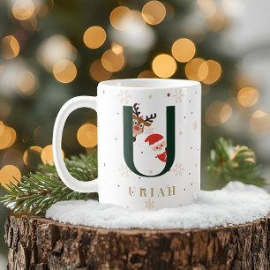 Tasse U personnalisée avec monogramme de Noël