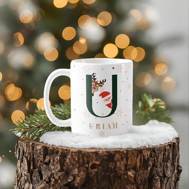 Tasse U personnalisée avec monogramme de Noël (Créateur téléchargé)