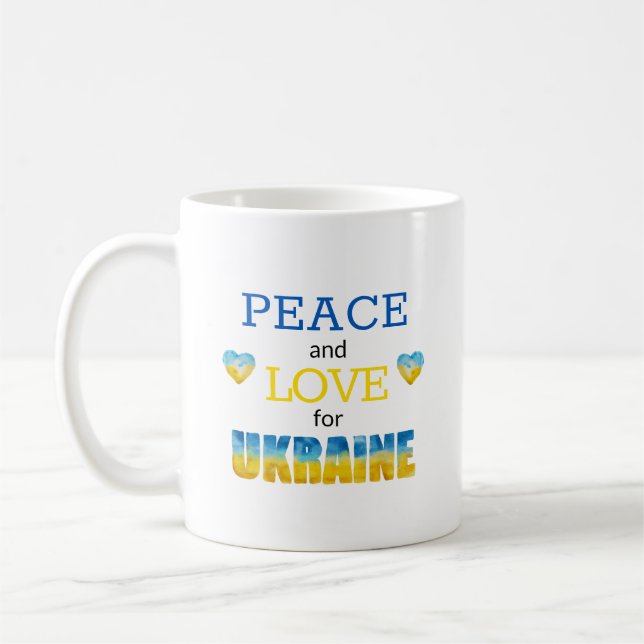 Tasse Ukraine Paix Et Amour Coeurs M (Gauche)