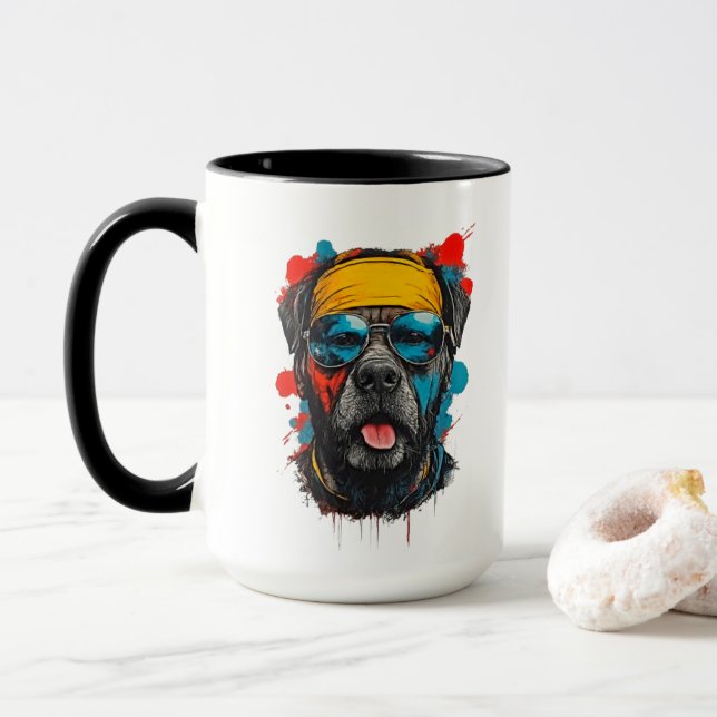 Tasse Urban Cool Rottweiler Splatter (Avec donut)