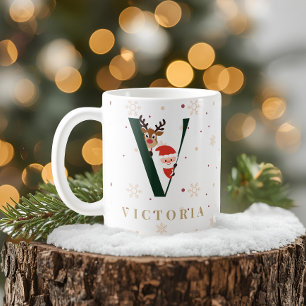 Tasse V Monogramme de Noël Personnalisée