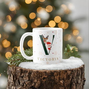 Tasse V Monogramme de Noël Personnalisée