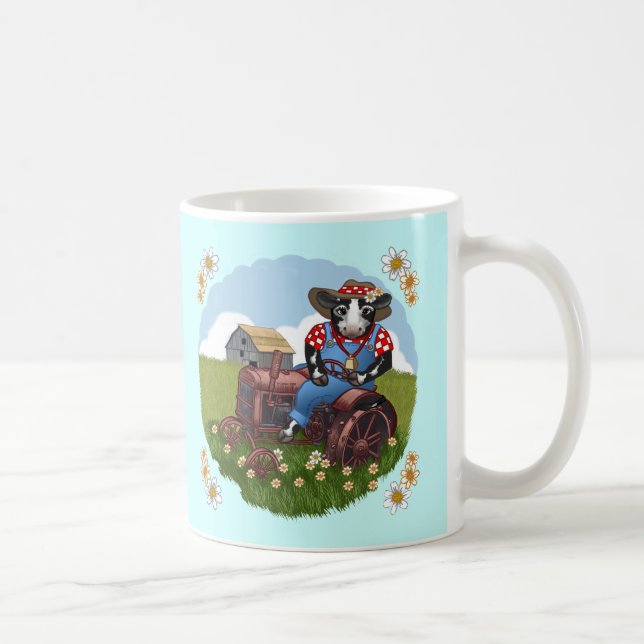 Tasse Vache Conduisant un Tracteur (Droite)