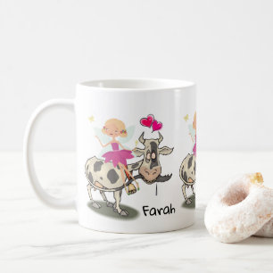 Tasse Vache Fée Florale Cœurs Roses