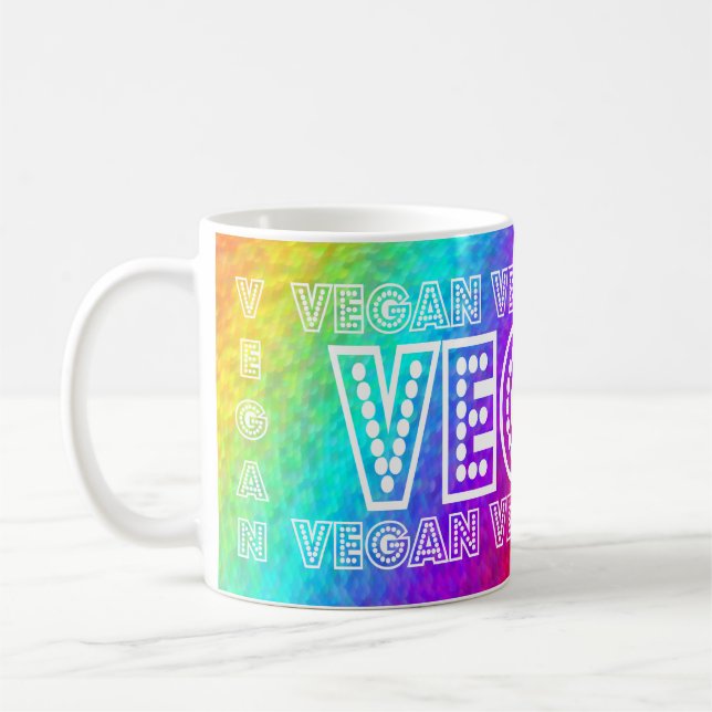 Tasse végétalienne d'arrière - plan d'arc-en-ciel (Gauche)