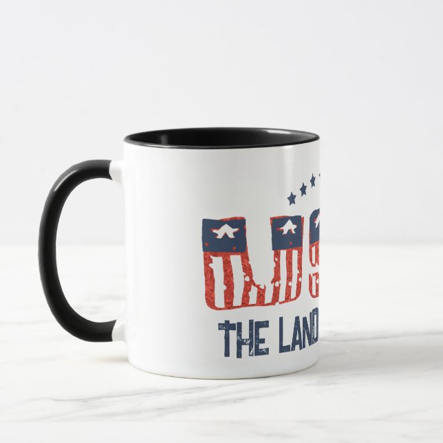 Tasse version grunge patriotique Terre de liberté (Gauche)