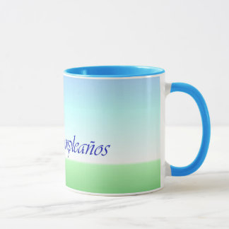 Tasse vert-bleu de sonnerie d'anniversaire