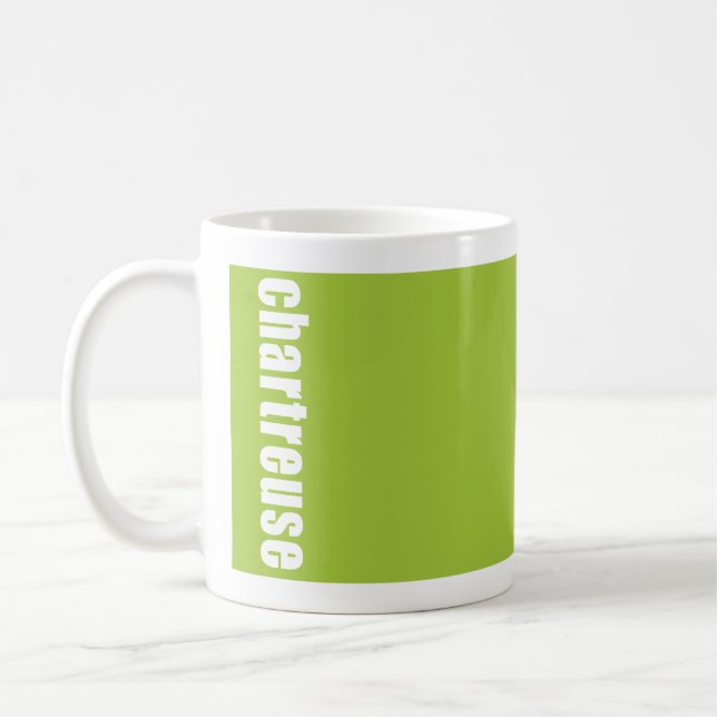 tasse vert clair solide avec le nom de couleur, (Gauche)