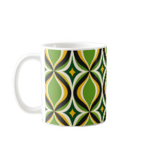 Tasse Vert Vibrant Vagues Dorées Rétro