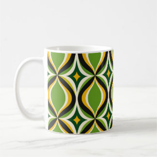 Tasse Vert Vibrant Vagues Dorées Rétro