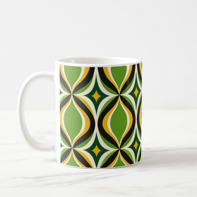 Tasse Vert Vibrant Vagues Dorées Rétro (Gauche)
