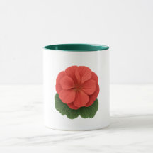 Tasse verte combinée - Fleur de géranium