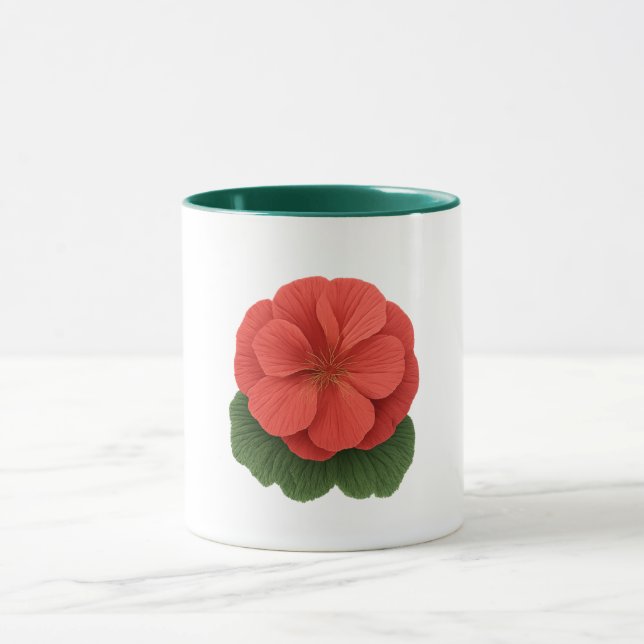 Tasse verte combinée - Fleur de géranium (Centre)