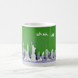Tasse verte de Noël avec Santa au-dessus de New Yo