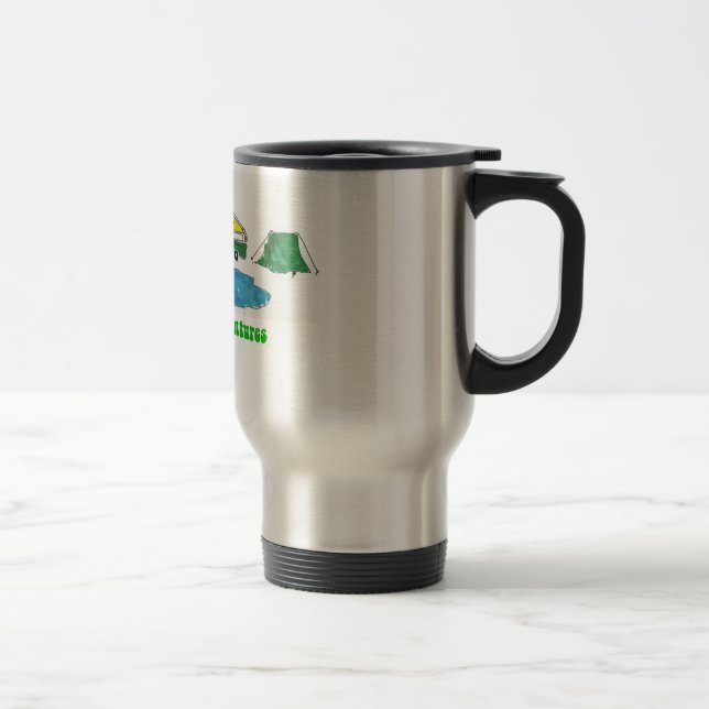 Tasse verte de voyage d'aventures d'autobus (Droit)