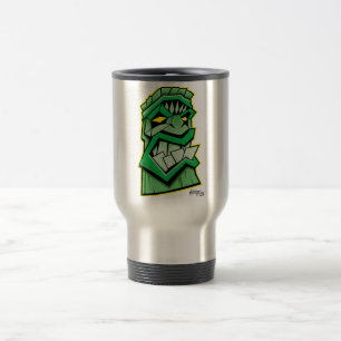 tasse verte de voyage de masque de tiki