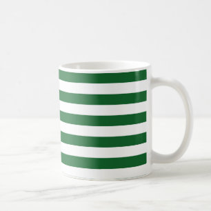 Tasse verte et blanche de rayures