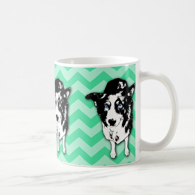 Tasse verte monochromatique de Chevron border (Droite)