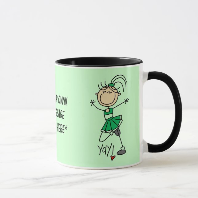 Tasse verte personnalisable de pom-pom girl (Droite)