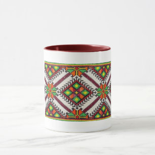Tasse verte rouge de broderie de Vyshyvanka
