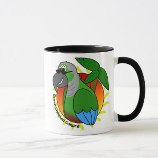 Tasse verte tropicale de Cheeked Conure