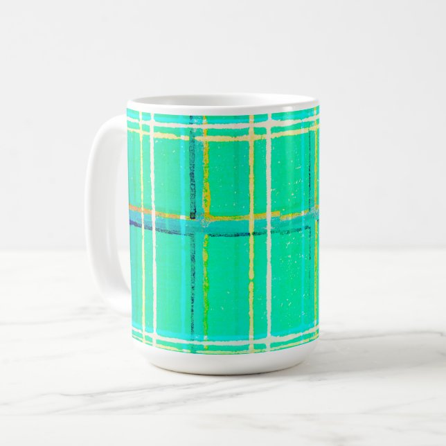 Tasse vintage à carreaux vert aqua (Devant gauche)