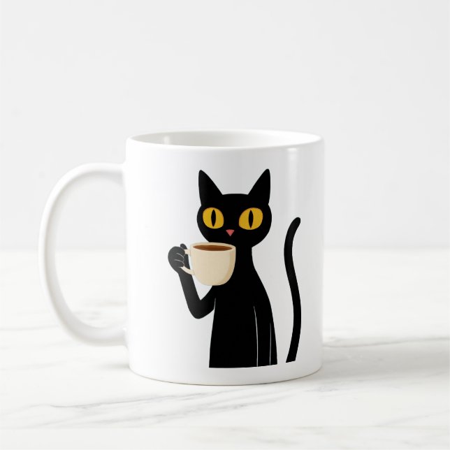 Tasse vintage "COFFEEORNIA" Chat Noir (Gauche)