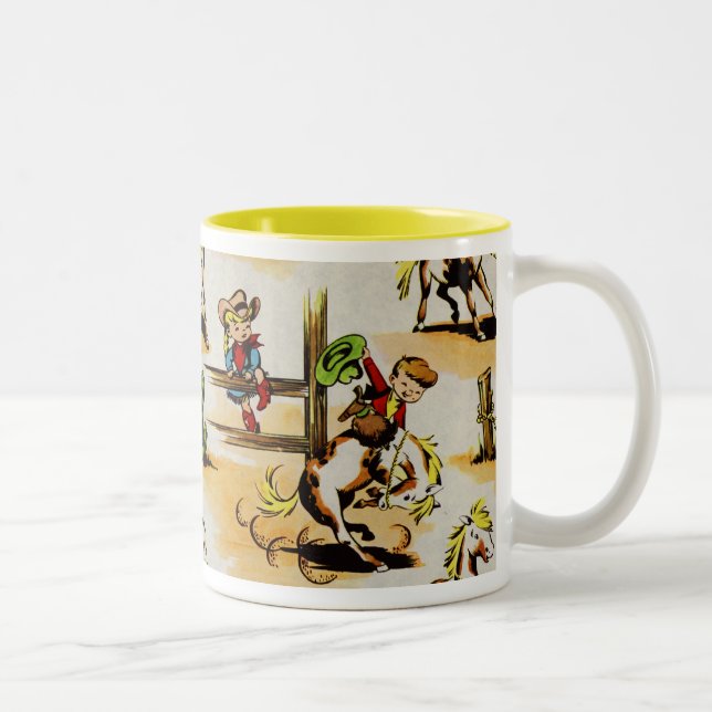Tasse vintage de cow-girl de cowboy (Droit)