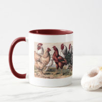 Tasse vintage de ferme de poulet de coq de pays