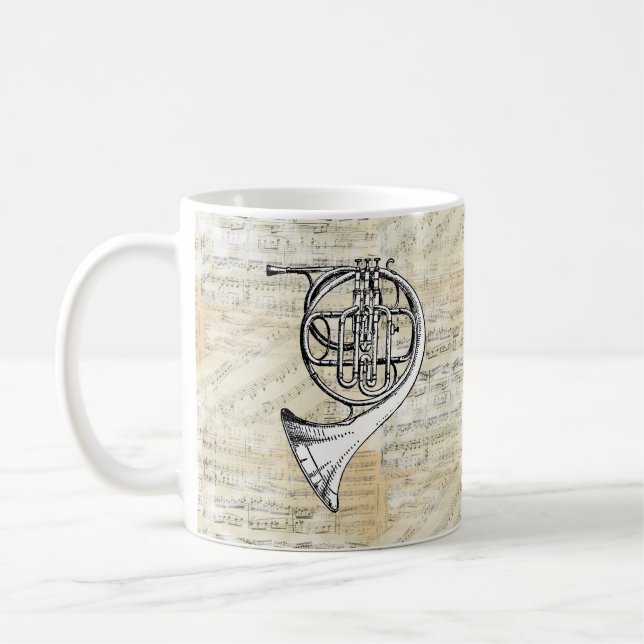 Tasse vintage de musique de cor de harmonie (Gauche)