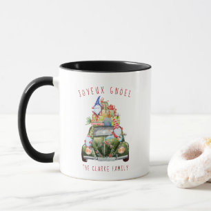 Tasse vintage de Noël de voiture de gnomes mignons
