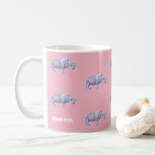Tasse vintage de rhinocéros de rose de style par