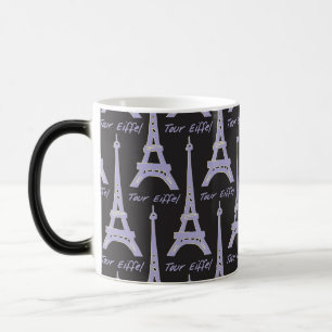Tasse violette et noire de la Tour Eiffel de Paris